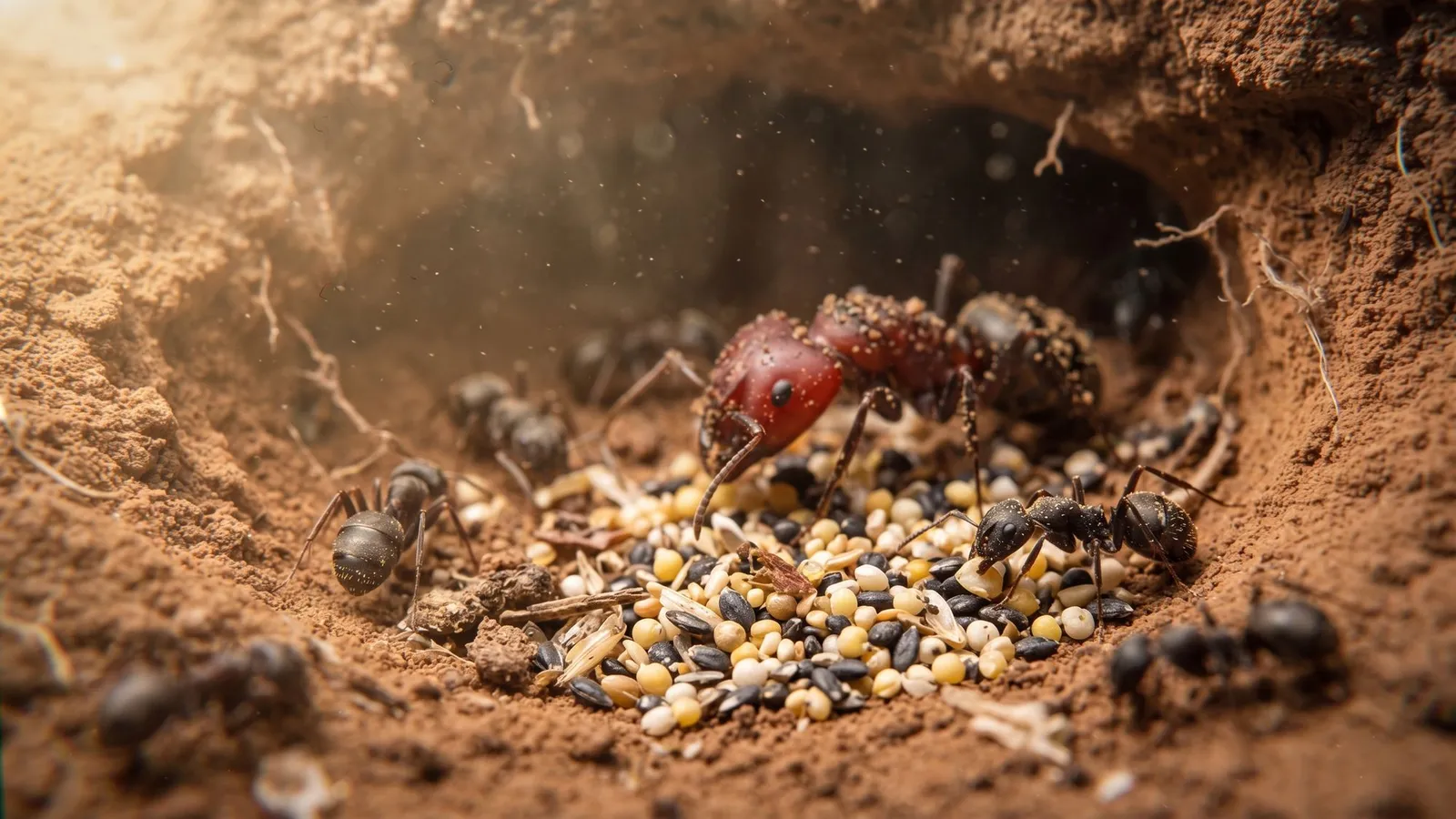 Tienes una reina de Messor barbarus en un tubo: qué semillas darle, a qué temperatura cría, cómo pasa el invierno y qué nido necesita cada año
